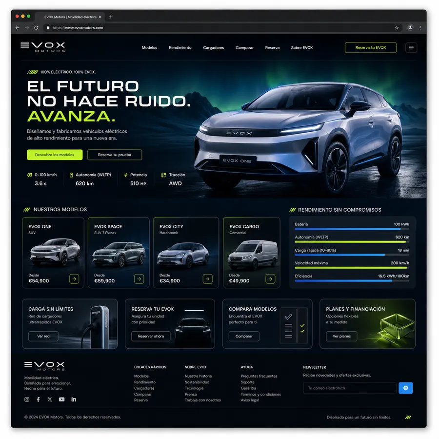 Evox Motors — landing page