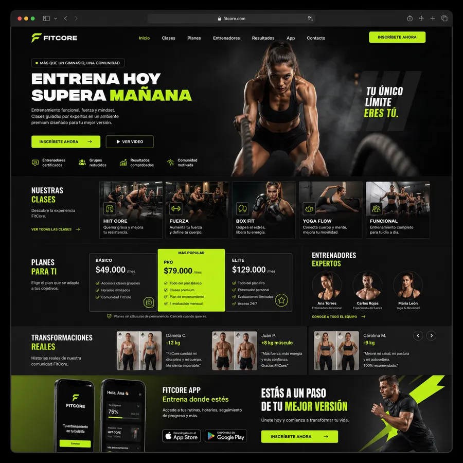 FitCore — landing page